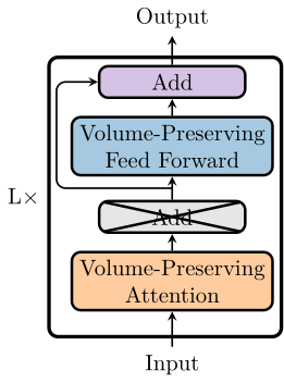 Visualization of the Volume-Preserving Transformer architecture.